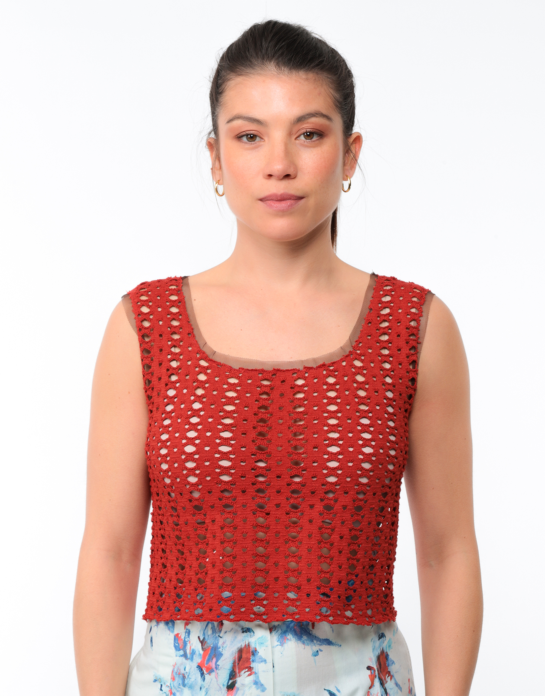 Ivory or red crochet tank top